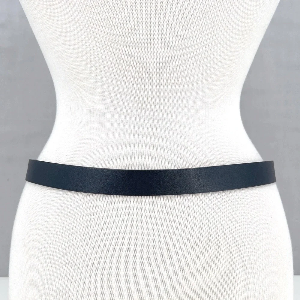 Womens Belt XS S M Black Gold Bar Buckle Statement 80s Brutalist Avant Garde